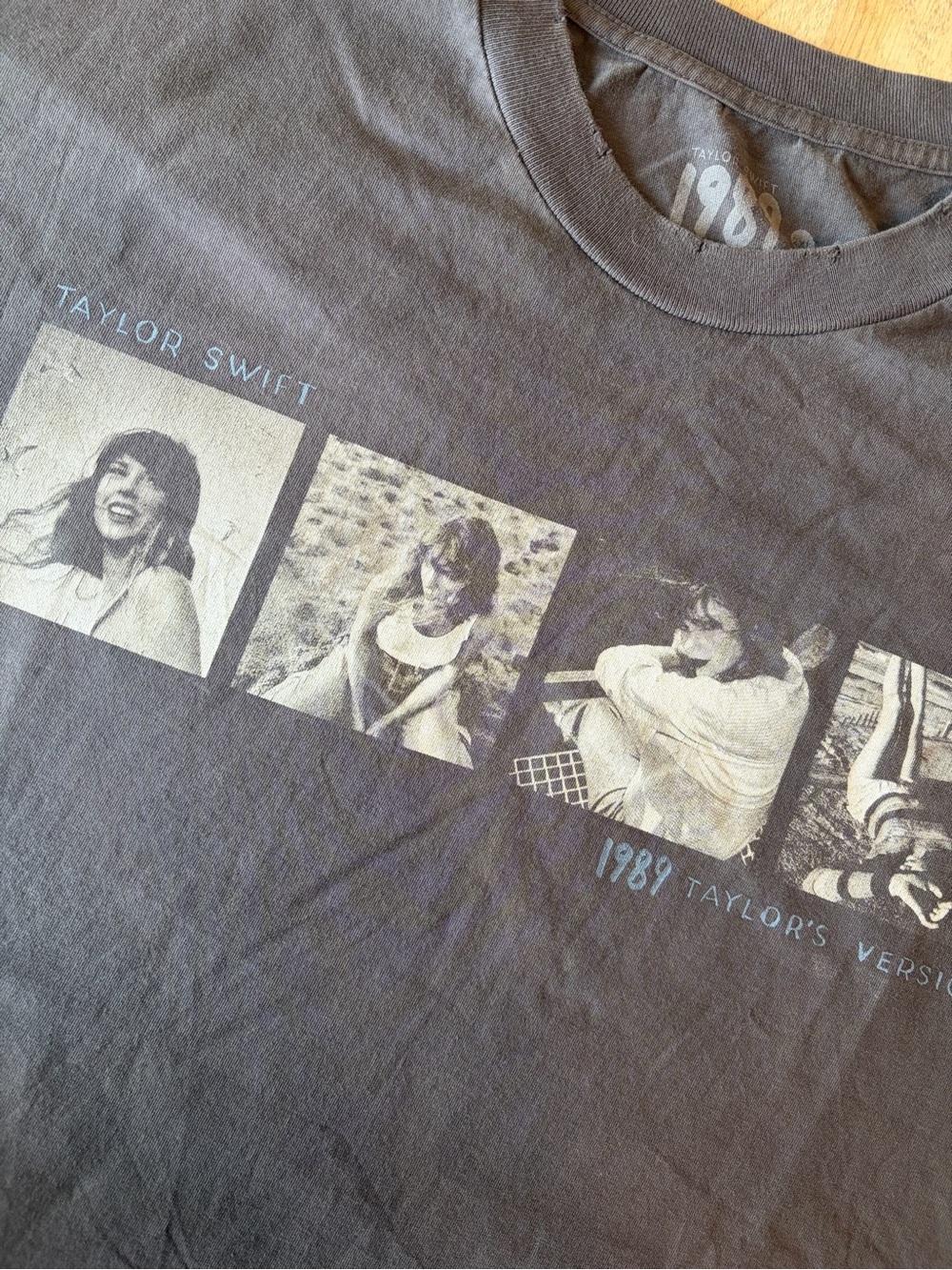 Taylor Swift 1989 Taylor’s Version Photo Strip Distressed Charcoal Gray T-Shirt